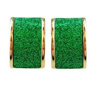 Navachi Orecchini Omega in argento glitterato quadrato placcato oro 18k, Zinco Glitter zinco