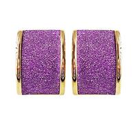 Navachi Orecchini Omega in argento glitterato quadrato placcato oro 18k, Zinco Glitter zinco