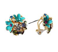 Navachi - Orecchini Omega placcati in oro 18 carati con cristalli colorati e smalto rosa e 18ct base metallo placcato oro, colore: Blu, cod. HB6-1554-1