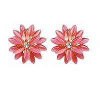 Navachi - Orecchini Omega placcati oro 18 carati con fiore marquise occhio di cavallo opale e 18ct base metallo placcato oro, colore: rosa, cod. HB6-1599-3