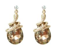 Navachi Orecchini pendenti a forma di serpente placcati in oro 18k con cristalli multicolore a forma di pera, 1.5 cm x 3 cm, Cristallo Pietra, Zirconie sintetico