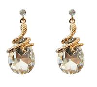 Navachi Orecchini pendenti a forma di serpente placcati in oro 18k con cristalli multicolore a forma di pera, Cristallo Pietra, Zirconie sintetico