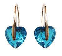 Navachi - Orecchini pendenti pendenti pendenti in oro giallo 18 carati con zircone a forma di cuore e 18ct base metallo placcato oro, colore: Blu, cod. HB6-1226-2