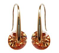 Navachi - Orecchini pendenti placcati in oro giallo 18 K, con zirconi rotondi e 18ct base metallo placcato oro, colore: Orange, cod. HB6-2801-6