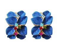 Navachi Orecchini placcati in oro 18 carati con cristalli smaltati multicolore a forma di foglie e fiori, Smalto, cristallo