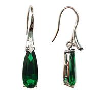 Navachi - Pendenti a forma di goccia, in argento sterling 925 e placcati in oro bianco 18 ct, con smeraldo sintetico 5,5 ct e Placcato oro, colore: Green, cod. SIL-9739-1