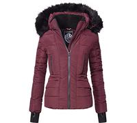 Navahoo Adele Giacca Invernale da Donna con Cappuccio in Pelliccia Sintetica Nera Rosso Vinaccia XL