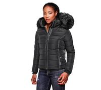 Navahoo - B355 Giacca invernale trapuntata da donna con collo di pelliccia sintetica rimovibile nero S