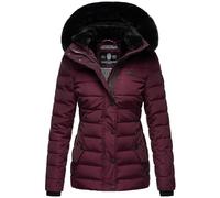 Navahoo B846 - Giacca trapuntata invernale da donna con cappuccio e collo in pelliccia sintetica, melanzana, S