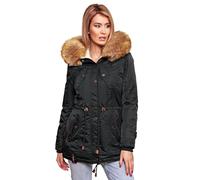 Navahoo Calda giacca invernale da donna in pelliccia di orsacchiotto, giacca invernale da parka B399, Nero , M