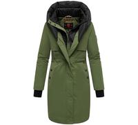 Navahoo Cappotto da donna, lungo, caldo, invernale, trapuntato, con cappuccio e elementi magnetici, Snowelf, XS-XXL, Pino Olive, S
