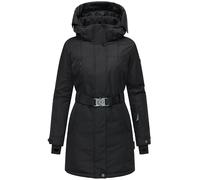 Navahoo Cappotto invernale da donna caldo parka con cappuccio rimovibile e cintura in vita Frostkuss 14 S-3XL, Nero , XXL