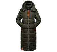 Navahoo Cappotto invernale da donna, caldo trapuntato con cappuccio, fiore di cristallo, XS-3XL, verde oliva scuro, L
