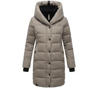 Navahoo Cappotto invernale da donna, caldo, trapuntato, lungo, con cappuccio e colletto in pile rimovibile, taglie XS-XXL, grigio., M