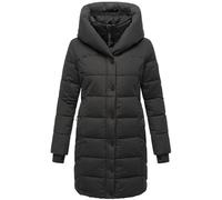 Navahoo Cappotto invernale da donna, caldo, trapuntato, lungo, con cappuccio e colletto in pile rimovibile, Knutschilein XS-3XL, Nero , XL