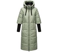 Navahoo Cappotto invernale da donna, caldo, trapuntato, lungo, con cappuccio e maniche a costine, Ciao Miau XIV XS-XXL, Smokey Mint, S