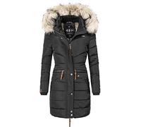 Navahoo Cappotto invernale da donna con cappuccio in pelliccia sintetica rimovibile Paula XS-5XL, Nero , 3XL
