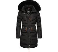 Navahoo Cappotto invernale da donna con cappuccio in pelliccia sintetica rimovibile Paula XS-5XL, Nero con pelliccia nera, L