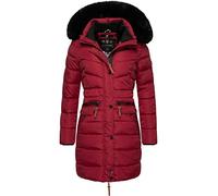 Navahoo Cappotto invernale da donna con cappuccio in pelliccia sintetica rimovibile Paula XS-5XL, Rosso sangue con pelliccia nera, XL