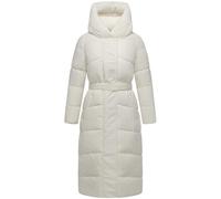 Navahoo Cappotto invernale da donna, extra lungo, caldo, trapuntato, con cintura in vita, effetto ghiaccio, 14, S-XXL, bianco sporco, L