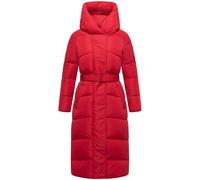 Navahoo Cappotto invernale da donna, extra lungo, caldo, trapuntato, con cintura in vita, effetto ghiaccio, 14, S-XXL, Rosso intenso, XXL