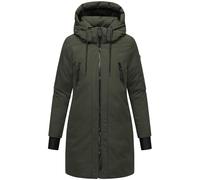 Navahoo Cappotto invernale da donna impermeabile caldo parka con cappuccio (rimovibile) e cinghie per zaino interno inverno delicato 14 S-6XL, Verde oliva scuro, XXL