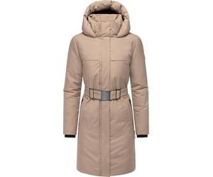 Navahoo - Cappotto invernale da donna, parka caldo con cintura e cappuccio imbottito Gipfelspass XIV, taglie XS-5XL, tortora grigio, S