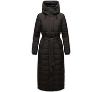 Navahoo Cappotto invernale da donna, caldo, trapuntato, lungo, con cappuccio e cintura in vita, parte XIV XS-3XL, Nero , XL