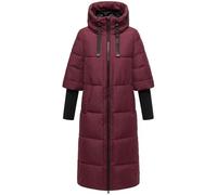 Navahoo - Cappotto invernale lungo da donna con cappuccio e maniche a costine, Ciao Miau XIV, XS-3XL, vino, S