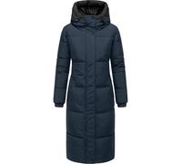 Navahoo Cappotto lungo invernale da donna, caldo trapunta con cerniera a 2 vie e cappuccio regolabile con fiori tortora XIV XS-5XL, blu navy, XXL