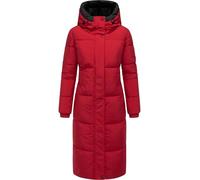 Navahoo Cappotto lungo invernale da donna, caldo trapunta con cerniera a 2 vie e cappuccio regolabile con fiori tortora XIV XS-5XL, rosso scuro, 5XL