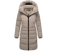 Navahoo Cappotto lungo invernale da donna, caldo trapuntato con colletto alto e mezza fodera interna in pile, nebbia di luna XIV XS-4XL, Tortora chiaro, XL