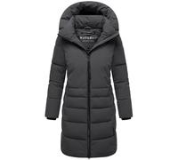 Navahoo Cappotto lungo invernale da donna, caldo trapuntato con colletto alto e mezza fodera interna in pile, nebbia di luna XIV XS-4XL, grigio, XXL