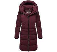 Navahoo Cappotto lungo invernale da donna, caldo trapuntato con colletto alto e mezza fodera interna in pile, nebbia di luna XIV XS-4XL, vino, S