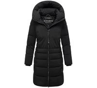 Navahoo Cappotto lungo invernale da donna, caldo trapuntato con colletto alto e mezza fodera interna in pile, nebbia di luna XIV XS-4XL, Nero , L