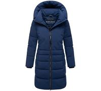 Navahoo Cappotto lungo invernale da donna, caldo trapuntato con colletto alto e mezza fodera interna in pile, nebbia di luna XIV XS-4XL, blu navy, M