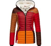 Navahoo Colorblocking - Giacca trapuntata leggera da donna, con cappuccio, multicolore, XS-3XL, Foglie autunnali multicolore, S