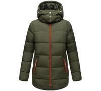 Navahoo Giacca invernale corta da donna, trapuntata, calda, con cappuccio rimovibile, in cotone, taglie XS-XXL, verde oliva scuro, L