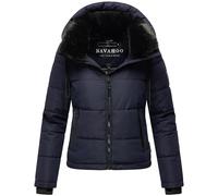 Navahoo Giacca invernale da donna, calda, con cappuccio rimovibile e colletto in pelliccia sintetica, con amore XIV XS-XXL, blu navy, L