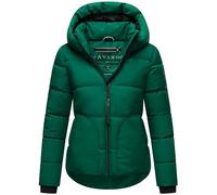 Navahoo Giacca invernale da donna, calda giacca trapuntata corta, con dettagli riflettenti, cappuccio regolabile e collo alto, perla di salmone XIV XS-XXL, verde - evergreen, L