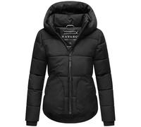 Navahoo Giacca invernale da donna, calda giacca trapuntata corta, con dettagli riflettenti, cappuccio regolabile e collo alto, perla di salmone XIV XS-XXL, Nero , XL