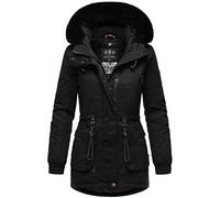 Navahoo - Giacca invernale da donna, parka in cotone, con pelliccia sintetica rimovibile, Olessaa, taglie XS-3XL, Nero , S