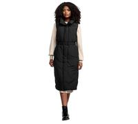 Navahoo Gilet lungo da donna, senza maniche, caldo, in materiale riciclato, con cintura in vita e chiusura magnetica, per la serata XIV XS-3XL, Nero , M