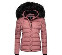 Navahoo Giacca Trapuntata Invernale da Donna con Cappuccio in Pelliccia Sintetica Miamor Rosa Scuro S