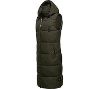 Navahoo Gilet lungo da donna senza maniche per outdoor, giacca invernale calda Schnuffelchen XS-3XL, verde oliva scuro, XXL