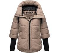 Navahoo Lotusherz XIV - Giacca invernale da donna moderna, calda, trapuntata con cappuccio e maniche a costine, taglie XS-3XL, tortora grigio, XL