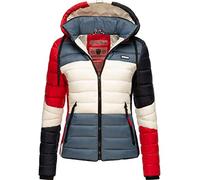 Navahoo Lulana - Giacca da donna leggera trapuntata con cappuccio, per la mezza stagione, stile a blocchi di colore, multicolore, taglie XS-3XL, Multicolour French-tricoloree, S