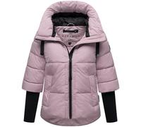 Navahoo Moderna giacca invernale da donna, calda trapuntata con cappuccio e maniche a costine, motivo loto XIV XS-3XL, rosa lilla, M