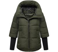Navahoo Moderna giacca invernale da donna trapuntata, con cappuccio e maniche a costine, cuore di loto, XIV, XS-3XL
