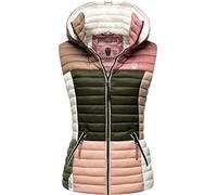 Navahoo Shadaa Multikulti Gilet trapuntato da donna, leggero con cappuccio rimovibile, stile colour blocking, taglie XS-3XL, Multicolore Naturals, XXL